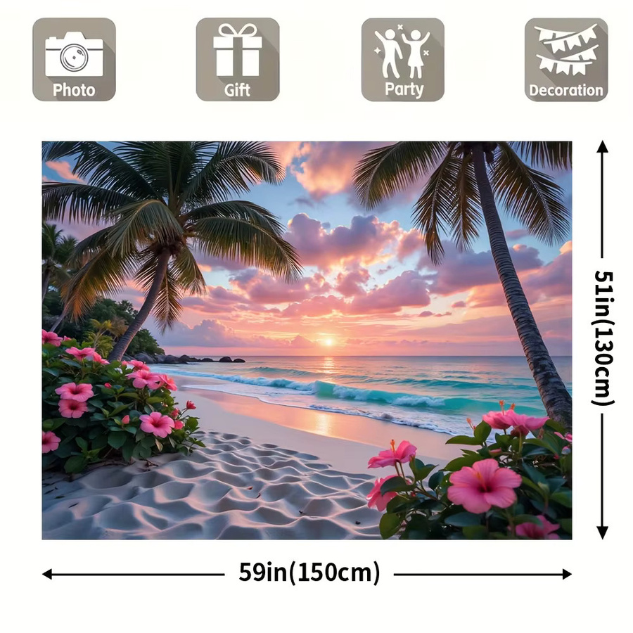 VIKAMA Wandteppich Tropischer Sonnenuntergang im Art Deco Stil, Mehrfarbig, B/H: 60 x 40 cm - Bild 3