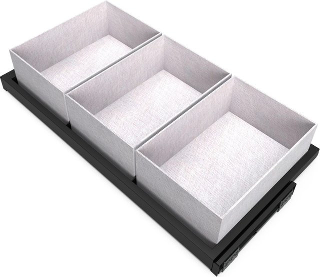 Emuca Organisationsset für Kleiderschränke mit 3 Körben, Tray Set und Soft-Close-Führungsrahmen, verstellbar, Modulbreite: 900 mm, Farbe: Steingrau - Bild 1