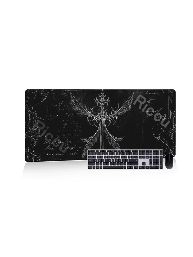 Riccu Schreibtischunterlage Sword Art in Schwarz mit Gothic-Symbol als XXL Mauspad für PC und Gaming-Tastatur - Bild 5