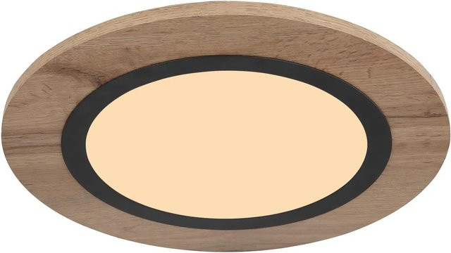 Globo LED-Deckenleuchte Lea rund in Holzfarben und Schwarz mit Ø 40 cm - Bild 1