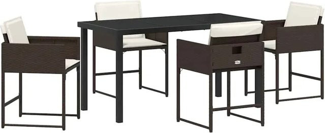 vidaXL Garten Essgruppe aus Poly-Rattan in Braun mit 5 Teilen und Sicherheitsglas - Bild 1