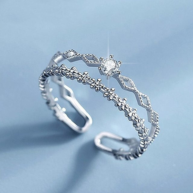 Huitan Ring, Blumendesign, grau, Damen - Bild 1