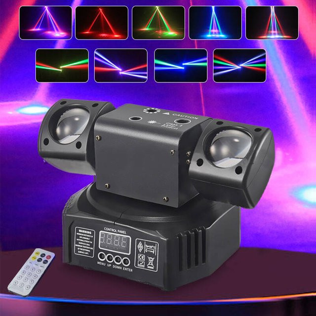 GVT 3 in 1 LED Moving Head mit Laser und Strobe Effekt für DJ, Disco und Bühne, DMX512 und Fernbedienung steuerbar - Bild 1