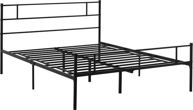 HOMCOM Doppelbettgestell aus Metall im Industriestil mit integriertem Lattenrost, Schwarz, B/T/H: 165 x 211 x 100 cm - Bild 1