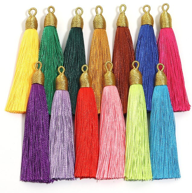 Louleur Quaste, Polyester Seide, Gold Farbe, 6 Teile/Los - Bild 1