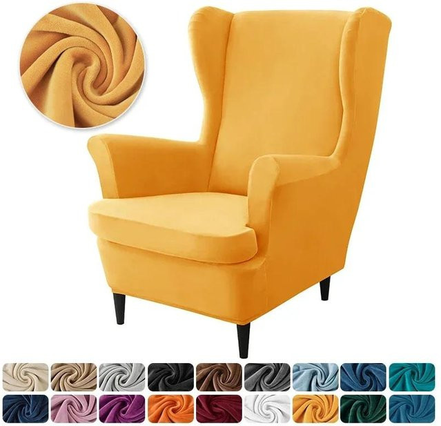 Elastischer Ohrensesselbezug aus Samt Plüsch mit Sitzkissenbezug für Einzel-Relaxsofas - Bild 1