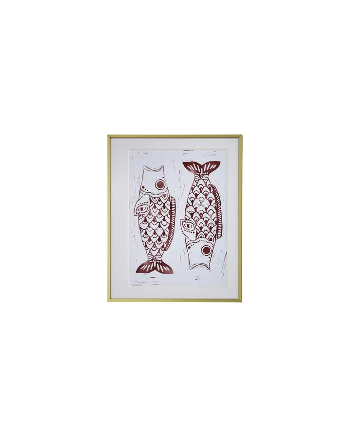 House Doctor Gemälde Fish in Bordeaux Rot, B: 40 cm, H: 50 cm - Bild 1