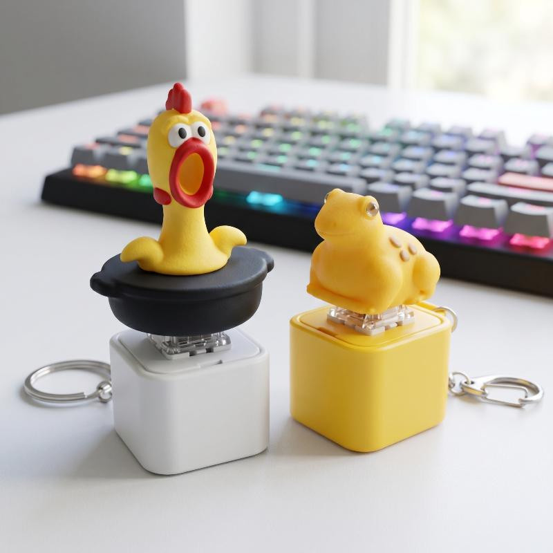 RunFree Bunte Hühnerfrosch Tastatur Fidget Spielzeuge, mit Schlüsselanhänger - Bild 1