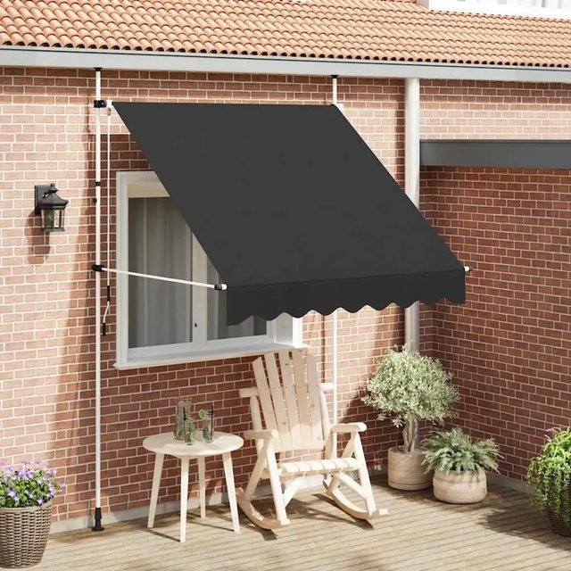 Handbetriebene Furnicato Einziehbare Markise in Anthrazit mit Breite: 200 cm und Tiefe: 120 cm - Bild 1