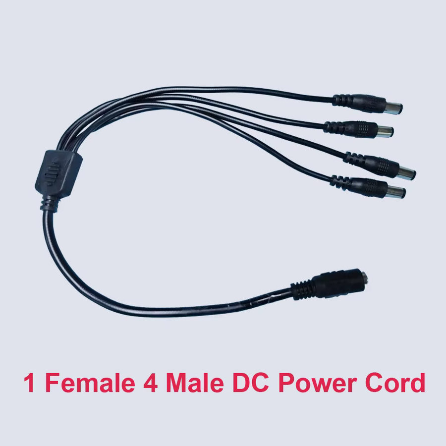 JIENUO DC-Strom Y-Splitter Adapterkabel Schwarz, 1 Buchse auf 2/4 Stecker, 5,5 mm x 2,1 mm für CCTV-Kamera, Router und LED-Modem - Bild 1
