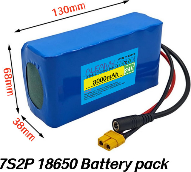 Aleaivy 24V 7S2P 8000mAh 18650 Lithium-Akku mit BMS-System in Blau für elektrische Pendlerfahrzeuge und Roller - Bild 1