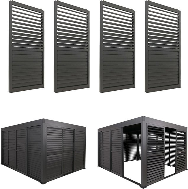 4er-Set Aluminium Schiebetür für Pergola MCW-L46 in Anthrazit, B/H: 206 x 369 cm - Bild 1