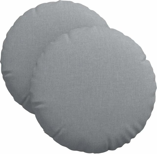 vidaXL Sitzkissen 2er Set Hellgrau rund aus Stoff mit abnehmbarem Bezug Durchmesser: 40 cm, Höhe: 13 cm - Bild 1