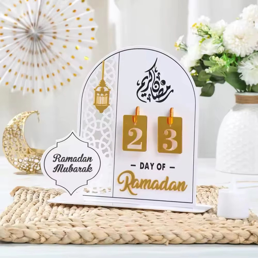 Ramadan-Countdown-Kalender aus Acryl mit Sockel für die Tischdekoration, Schwarz - Bild 2