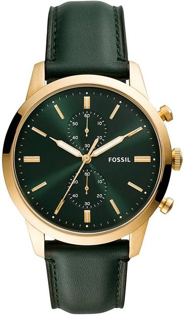 Fossil Chronograph, Quarz, Edelstahl, Lederarmband, Schwarz, Herren - Bild 1