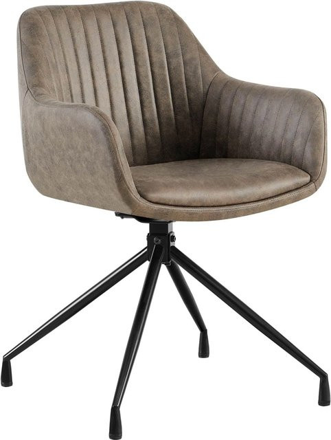 DELUKE Esszimmerstuhl MILON in Grau mit Kunstleder und Metallgestell, B/T/H: 58 x 58 x 81 cm - Bild 1