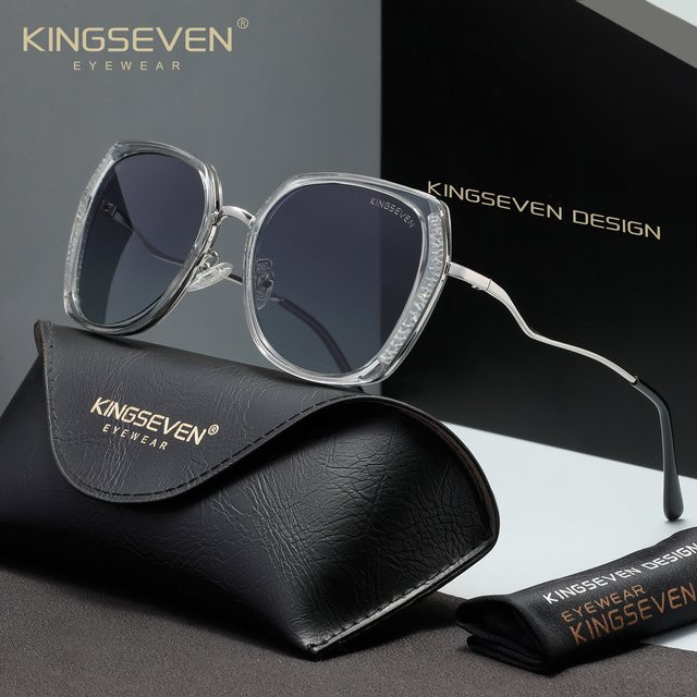 KINGSEVEN Sonnenbrille, quadratische Fassung, Vollrand, transparent, Damen - Bild 1