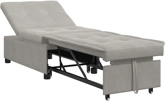 vidaXL Pull-Out Schlafsofa in Hellgrau mit Mikrofaser und modernem Design, B/T/H: 194 x 67 x 82 cm - Bild 1