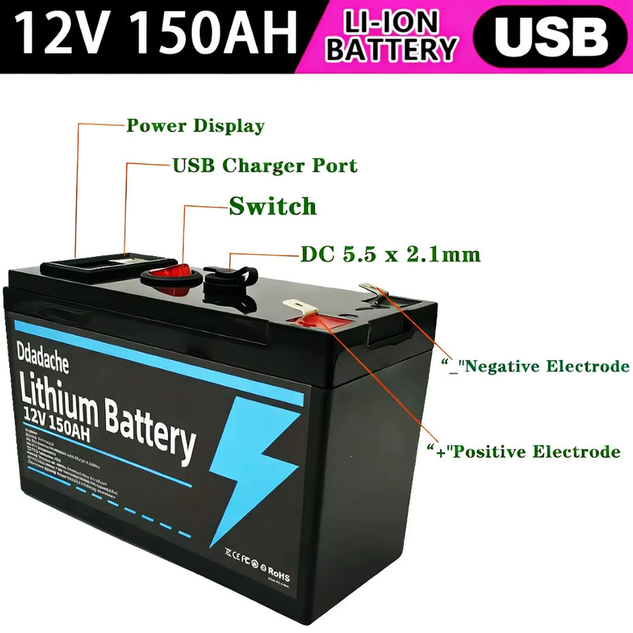 LiFePO4 12V 150Ah Lithium-Batterie in Schwarz für USV, Solar, Wohnmobil und Boot - Bild 5
