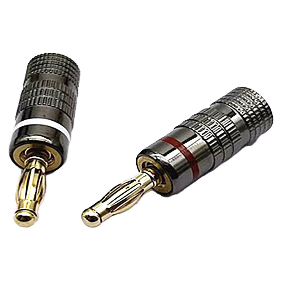 FRHY 4 Stück vergoldete Kupfer-Bananenstecker 4 mm, lötfreie Audio-Anschlüsse in Gold, 15 A - Bild 2