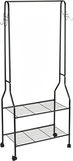 Relaxdays Rollgarderobe aus Metall in Schwarz mit Ablage und Haken, H x B x T: 161 x 68 x 33,5 cm - Bild 1