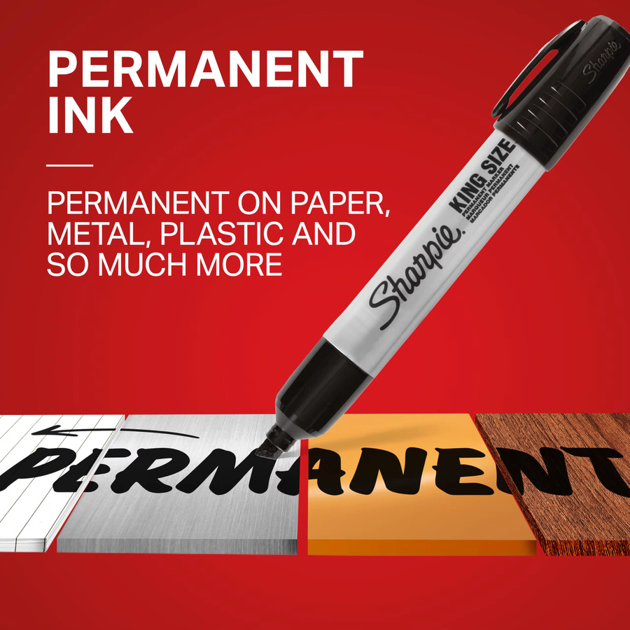 Sharpie King Size Permanentmarker mit Meißelspitze in Schwarz, 12 Stück - Bild 3
