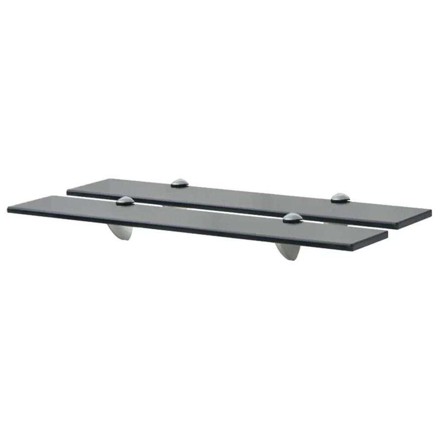 vidaXL Schweberegale aus gehärtetem Sicherheitsglas, 2er Set, Schwarz, B: 60 cm, T: 20 cm, Höhe: 0,8 cm - Bild 2