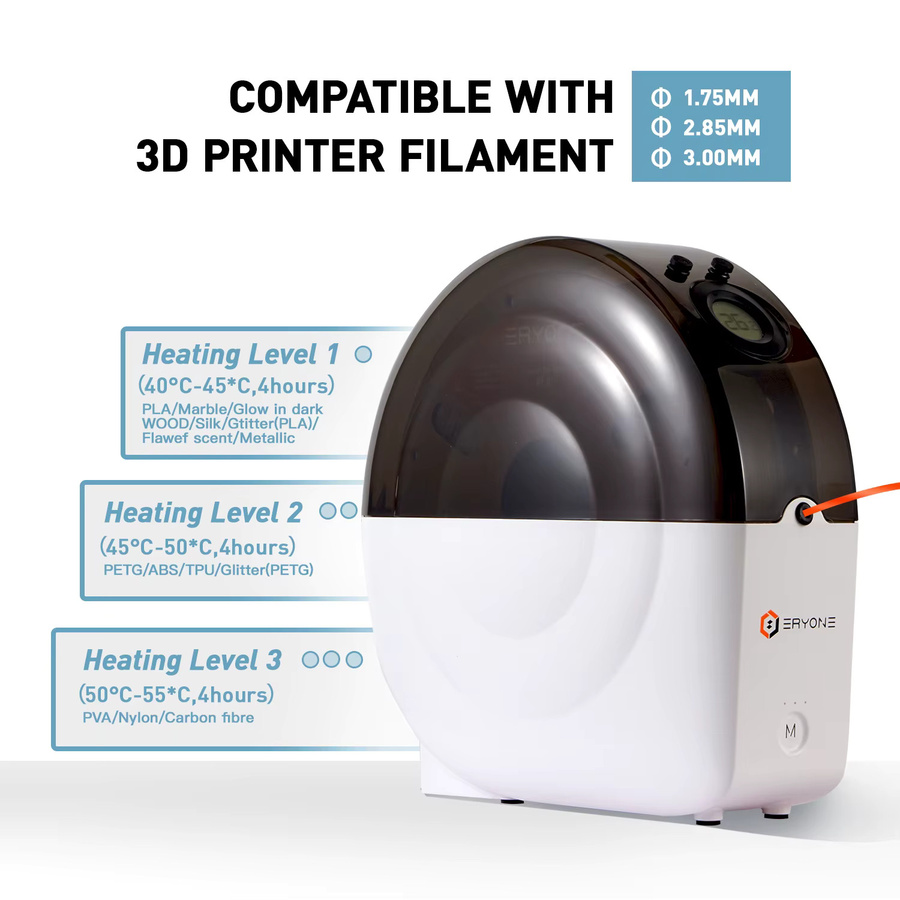 ERYONE Snail Dryer Box M2 Filamenttrockner für FDM 3D-Druck in Weiß mit hochpräzisem Thermohygrometer - Bild 5