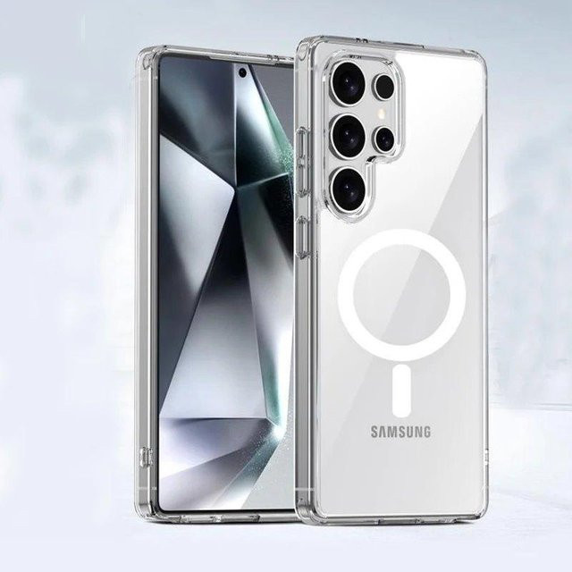 Magnetische Hybrid-Schutzhülle für Samsung Galaxy S26 Ultra, S23, S24 FE Plus und S22 5G, Transparent, Hartschale aus PC und weichem Material für kabelloses Laden - Bild 1