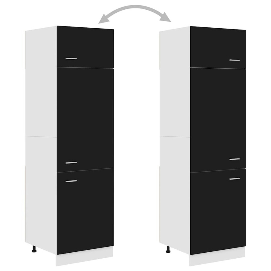 vidaXL Kühlumbauschrank Schwarz B/T/H: 60 x 57 x 207 cm aus Holzwerkstoff - Bild 4