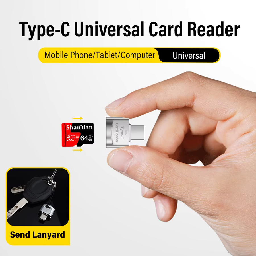JASTER USB-C TF Adapter Kartenleser aus Metall in Silber für schnellen Datentransfer von Speicherkarten - Bild 3