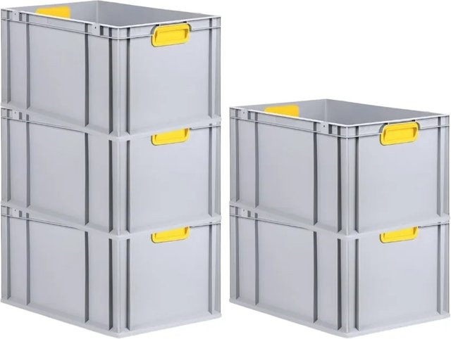 PROREGAL Spar Set 5x Eurobox Nextgen Color Transportboxen mit verstärktem Boden, Farbe: Gelb, H x B x T: 32 x 40 x 60 cm, 65 Liter - Bild 1