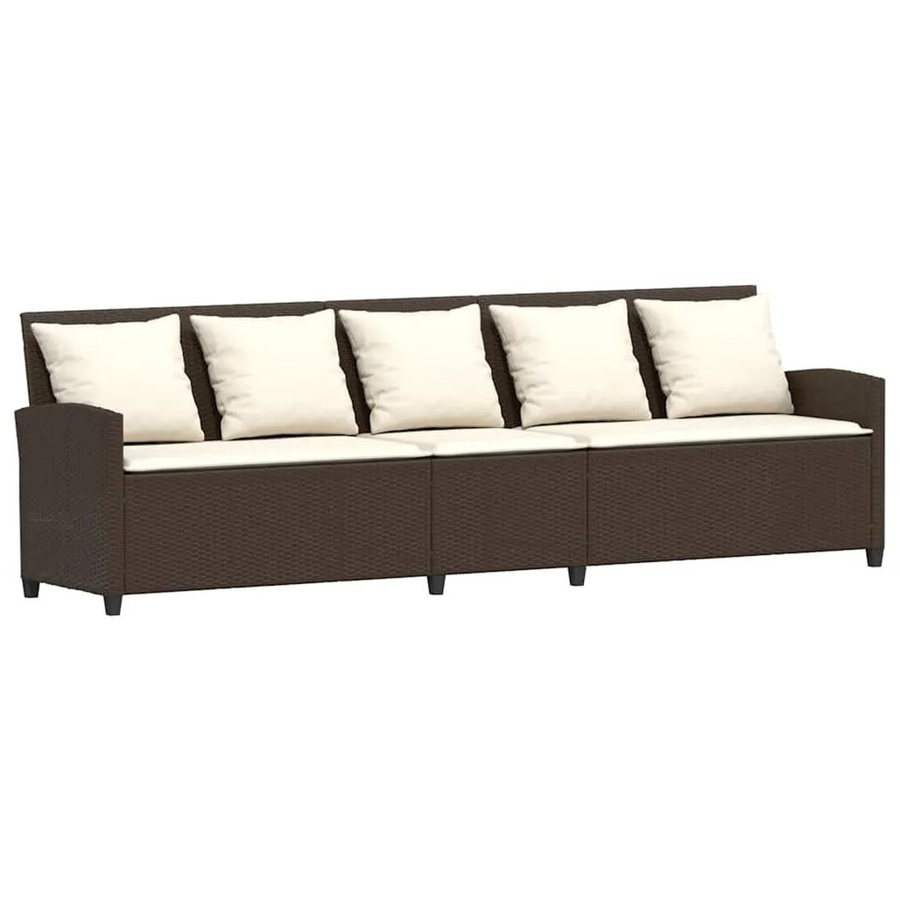 vidaXL Gartensofa 5-Sitzer mit Kissen in Braun aus Polyrattan und Metallgestell - Bild 2