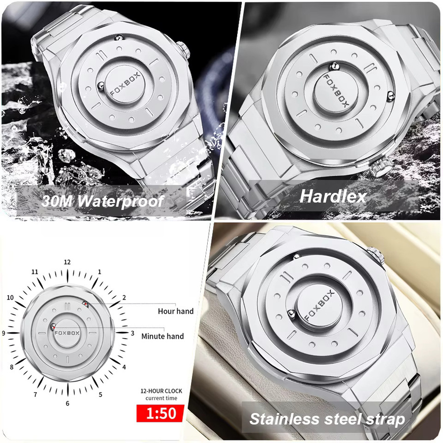 LIGE Chronograph, Quarzuhr, Edelstahl, Silber, Herren - Bild 3