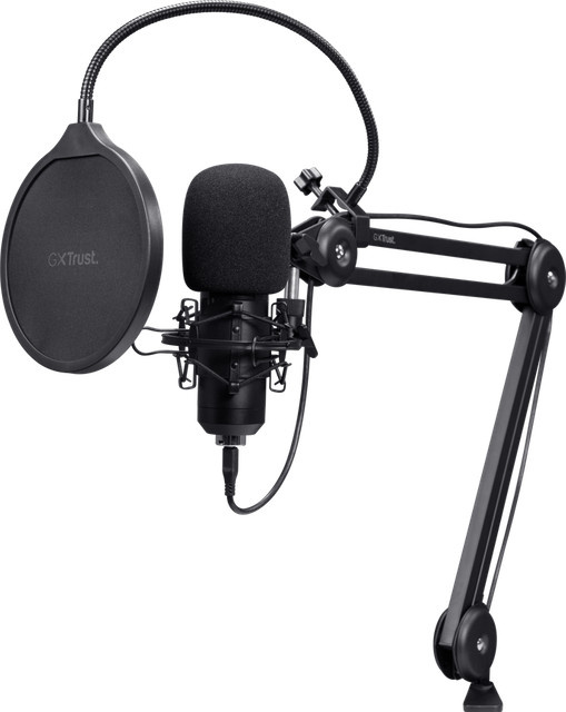 Trust Gaming GXT 270 Emita II+ Streaming-Mikrofon mit verstellbarem Arm, Condenser, Schwarz - Bild 1