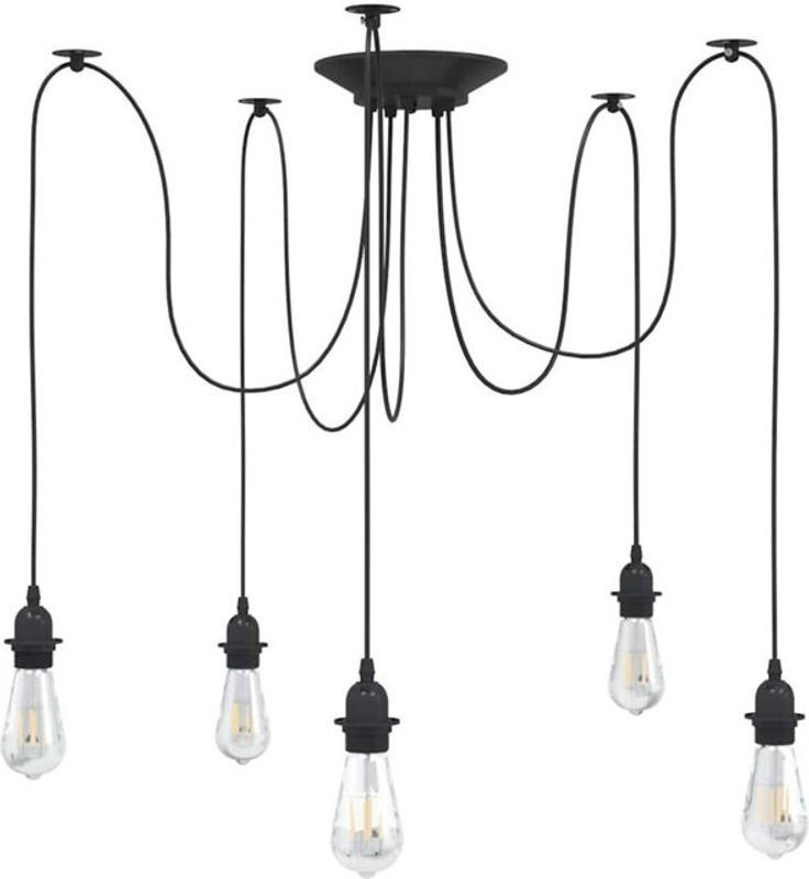 vidaxl Pendelleuchte im Industrial Retro Design aus Metall mit 5 Fassungen E27 in Schwarz - Bild 1