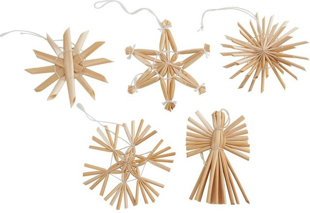 VBS Strohstern-Set Nature in Beige als Weihnachtsdekoration zum Aufhängen - Bild 1