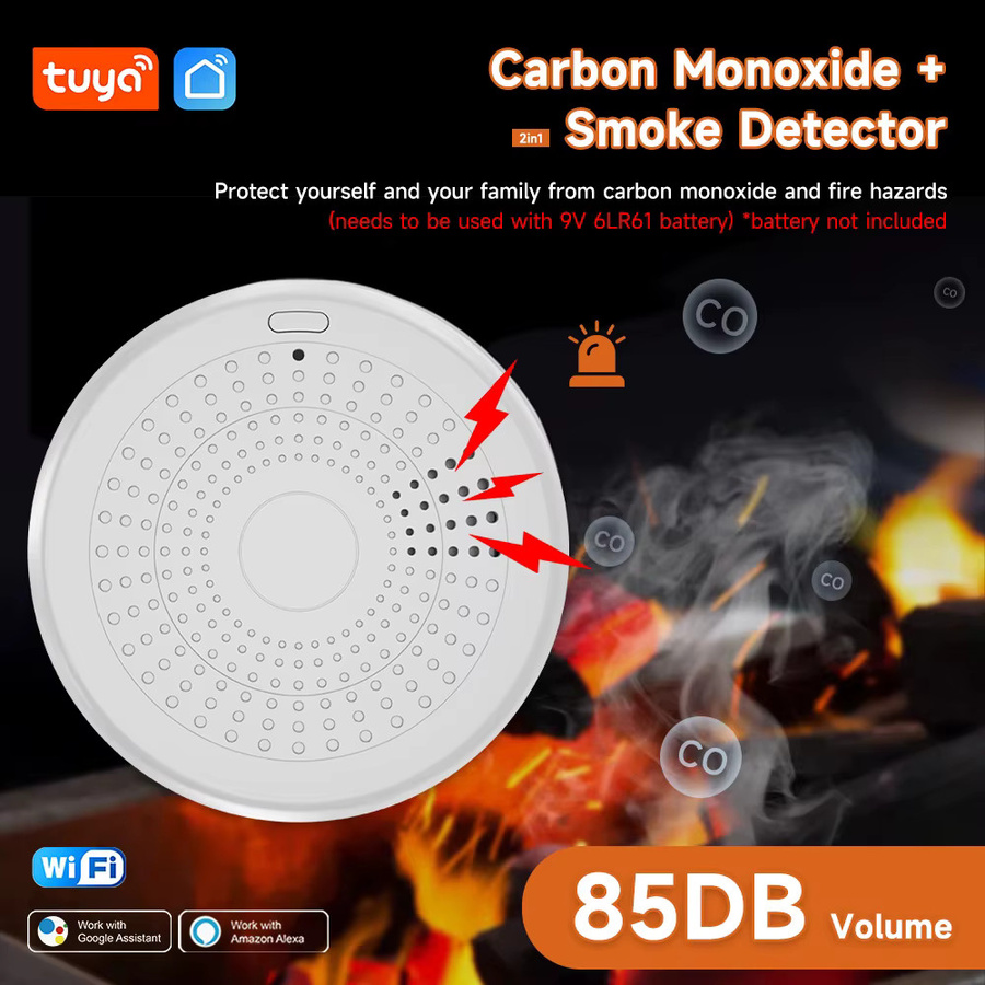 Tuya 2-in-1 WiFi und ZigBee Rauchmelder sowie Kohlenmonoxidsensor in Weiß mit Fernüberwachung und Alexa Kompatibilität - Bild 2