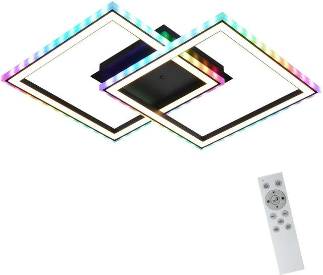 NETTLIFE LED Deckenleuchte L16 in Schwarz, moderne quadratische Metall-Leuchte mit Fernbedienung und RGBW-Funktion - Bild 1