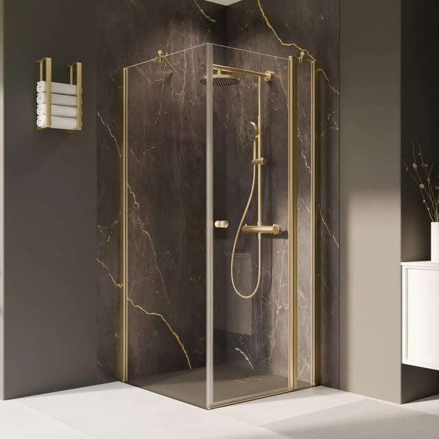Breuer Duschkabine Elana 2.0 Drehtür mit Festteil für Seitenwand Klarglas Rechts, Farbe: Transparent/Gold, B/T/H: 100 x 200 cm - Bild 1