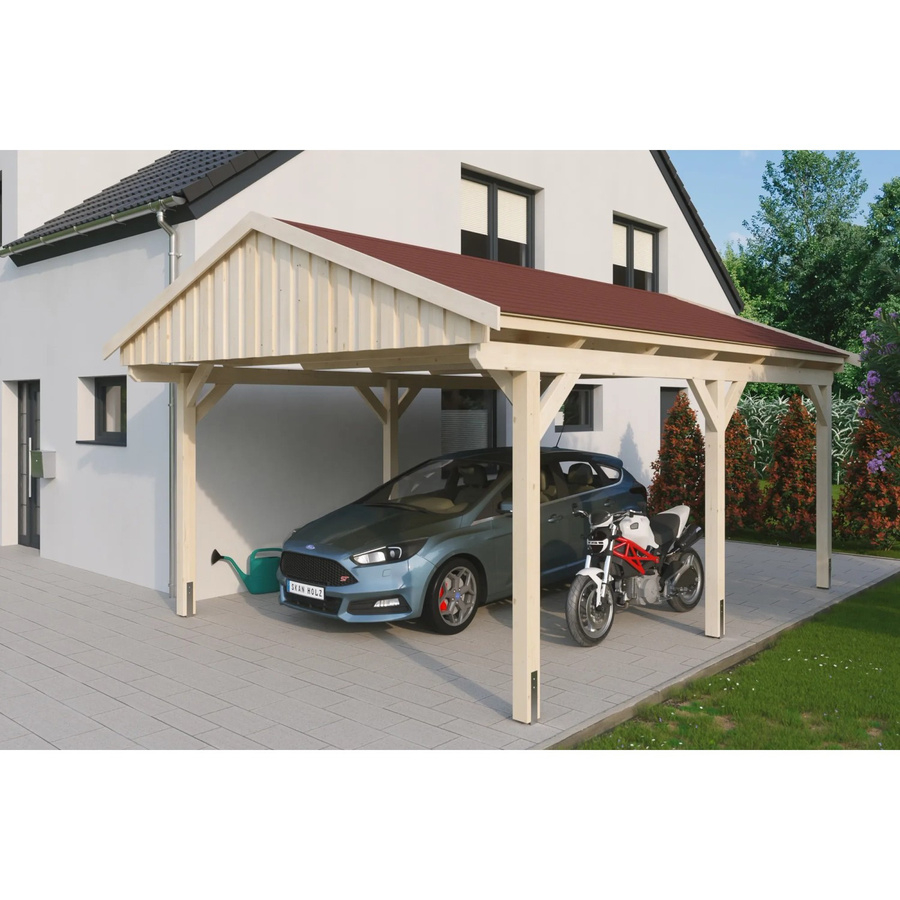 Skan Holz Carport Fichtelberg aus Fichte Leimholz in Beige mit Dachschindeln B/T: 423 x 566 cm, Höhe: 326 cm - Bild 2
