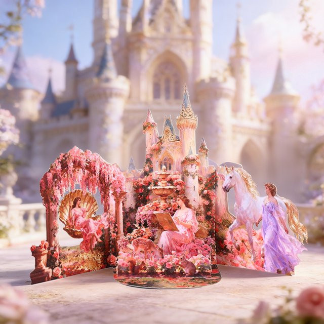 Opjoys 3D-Pop-Up-Grußkarte Rose Garden Story in Mehrfarbig - Bild 1