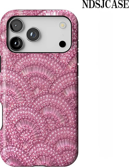Luxus Rose Scallop Handyhülle mit Doppelschicht-Rückseite für iPhone 17 bis 7, Farbe: Pink - Bild 1