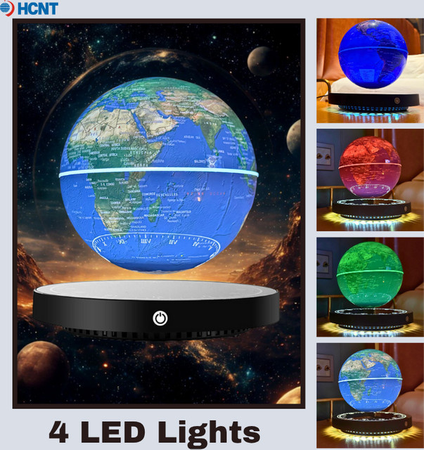 HCNT Schwimmender Globus mit LED-Licht, magnetisch schwebende Weltkarte in Blau und Multicolour zur Dekoration für Zuhause und Büro - Bild 1