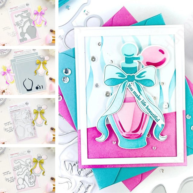 Metall-Stanzformen und transparente Stempel Set in Multicolour für DIY-Scrapbook, Fotoalben und Basteldekorationen - Bild 1