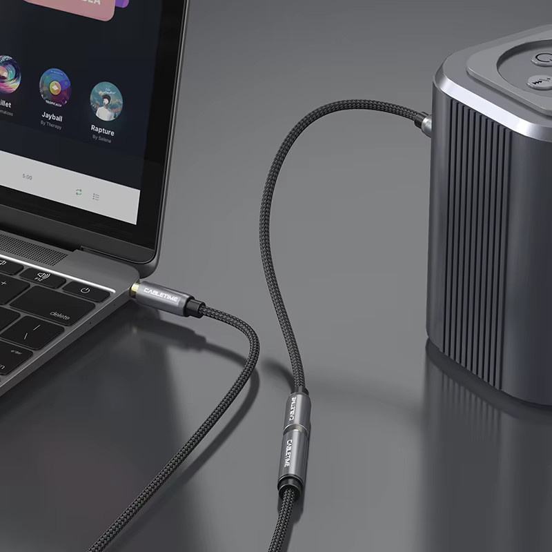 CABLETIME Kopfhörer-Upgrade-Kabel Grau mit 3,5 mm Aux Verlängerungskabel M/F für Auto, Laptop und TV - Bild 3