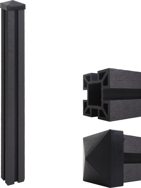 MCW WPC-Pfosten Sarthe Stecksystem für WPC-Zäune, anthrazit, Höhe: 98 cm - Bild 3