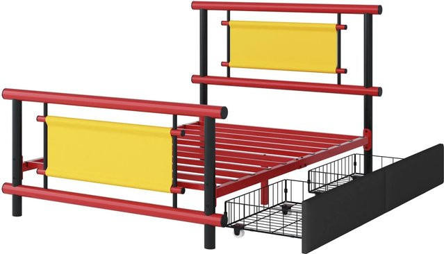 Merax Metallbett Einzelbett mit Schubladen für Kinderzimmer und Schlafzimmer, B/T/H: 90 x 200 x 120 cm - Bild 1