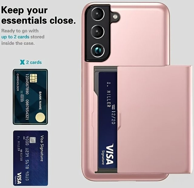 PCHard Schutzhülle mit Schiebedeckel und Kartenfach für Samsung S26 Ultra Plus Edge in Schwarz und Pink - Bild 1