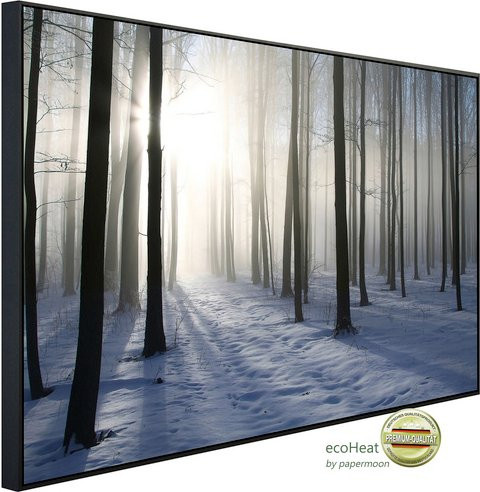 papermoon Infrarotheizung EcoHeat Nebeliger Winterwald mit Matt-Effekt in Bunt, 1200 Watt, App-Steuerung und Überhitzungsschutz - Bild 1